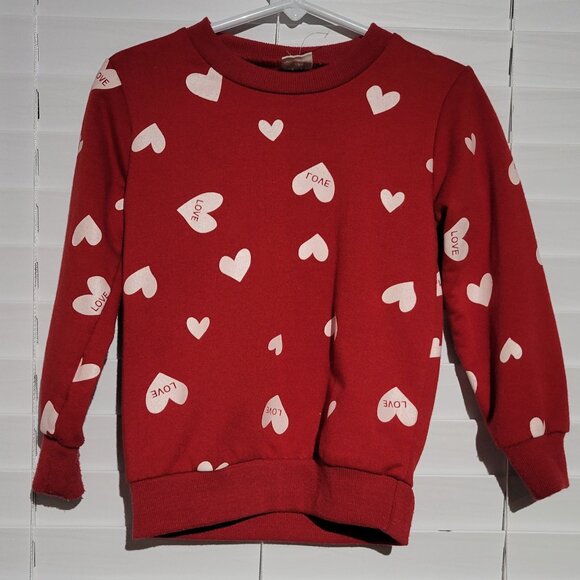 Girls 2-Piece Valentine's Sweatshirt and Sweatpants with Peplam - Size 110 (4/5) - Picture 2 of 4